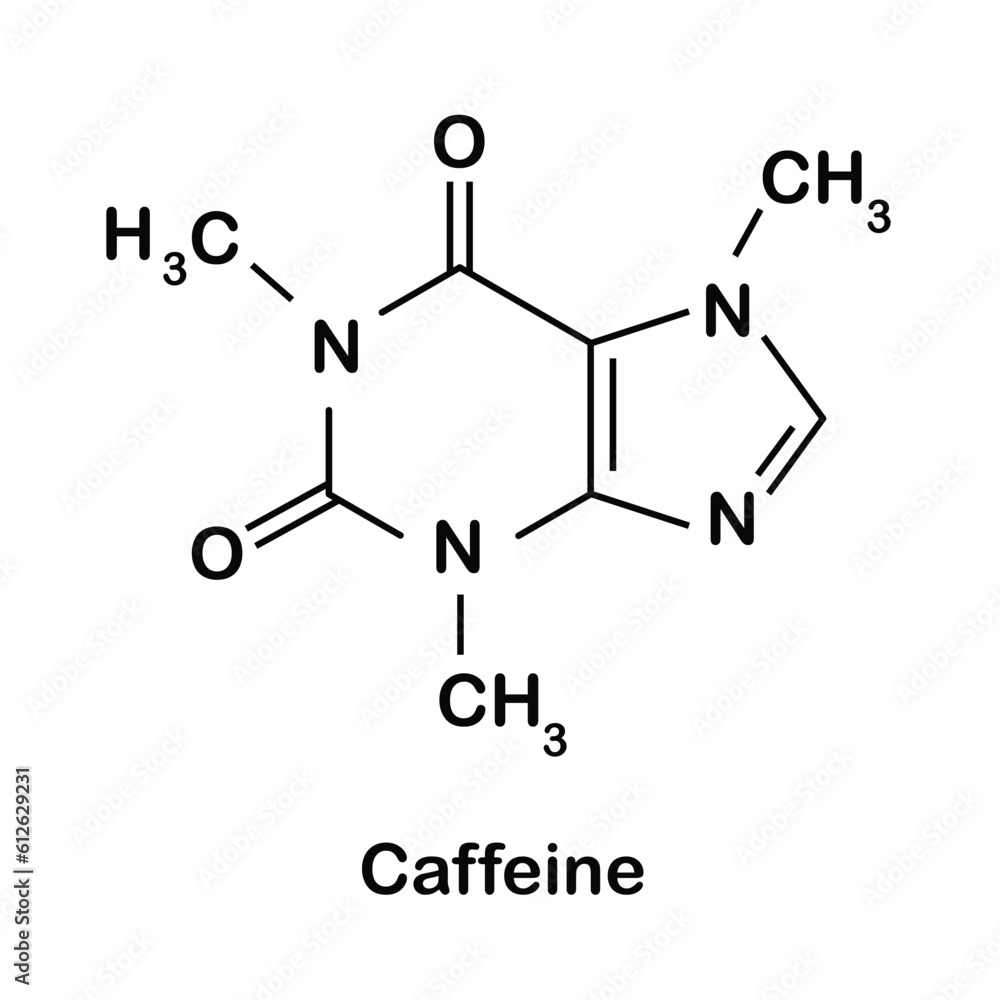 Formula of chemical structure of Caffeine .Vector EPS 10. Formula of chemical structure of Caffeine .Vector EPS 10.