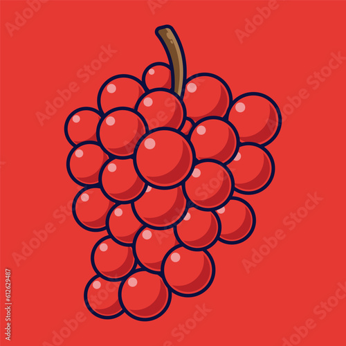 Grape Fruit Cartoon Vector Icon Illustration. Food Fruit Icon Concept Isolated Premium Vector. Flat Cartoon Style Suitable for Web Landing Page, Banner, Sticker, Background