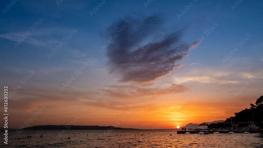Beautiful view of the lake during the sunset Beautiful view of the lake during the sunset