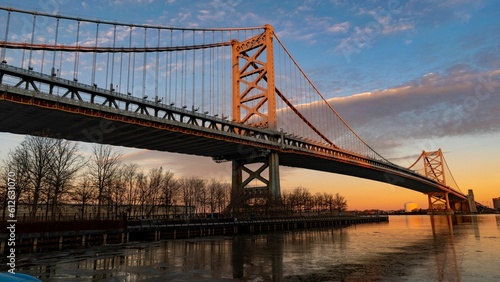 Photography Beautiful view of the Benjamin Franklin bridge in the city of San Francisco in t