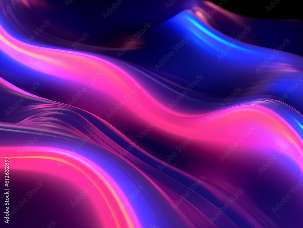 Abstract colorful neon light waves traveling at highspeed. Generative AI.