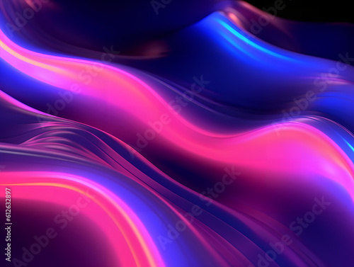 Obraz na płótnie Abstract colorful neon light waves traveling at highspeed. Generative AI. w salonie