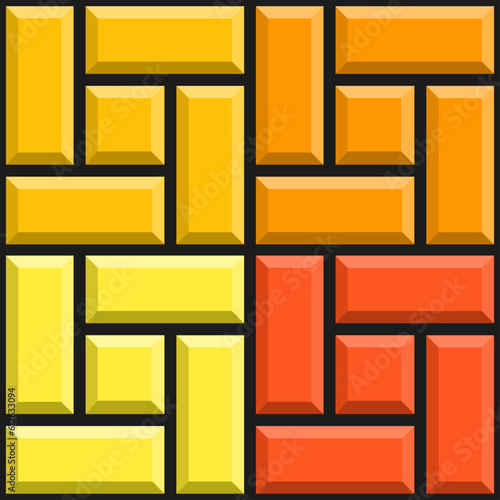 orange tetris brick pattern vector illustration