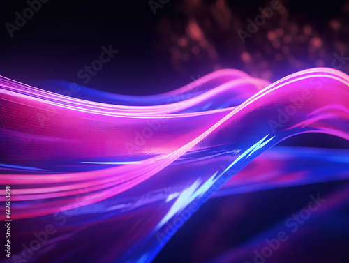 Obraz na płótnie Abstract colorful neon light waves traveling at highspeed. Generative AI. w salonie
