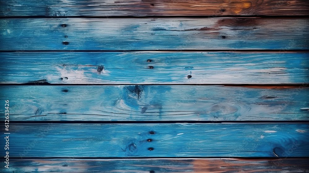Blue wood planks texture background. Generative AI.. Generative AI.