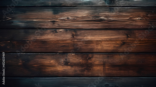 Dark wooden texture. Dark wood planks background. Generative AI.