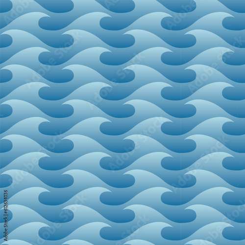 Japanese Curl Wave Vector Seamless Pattern