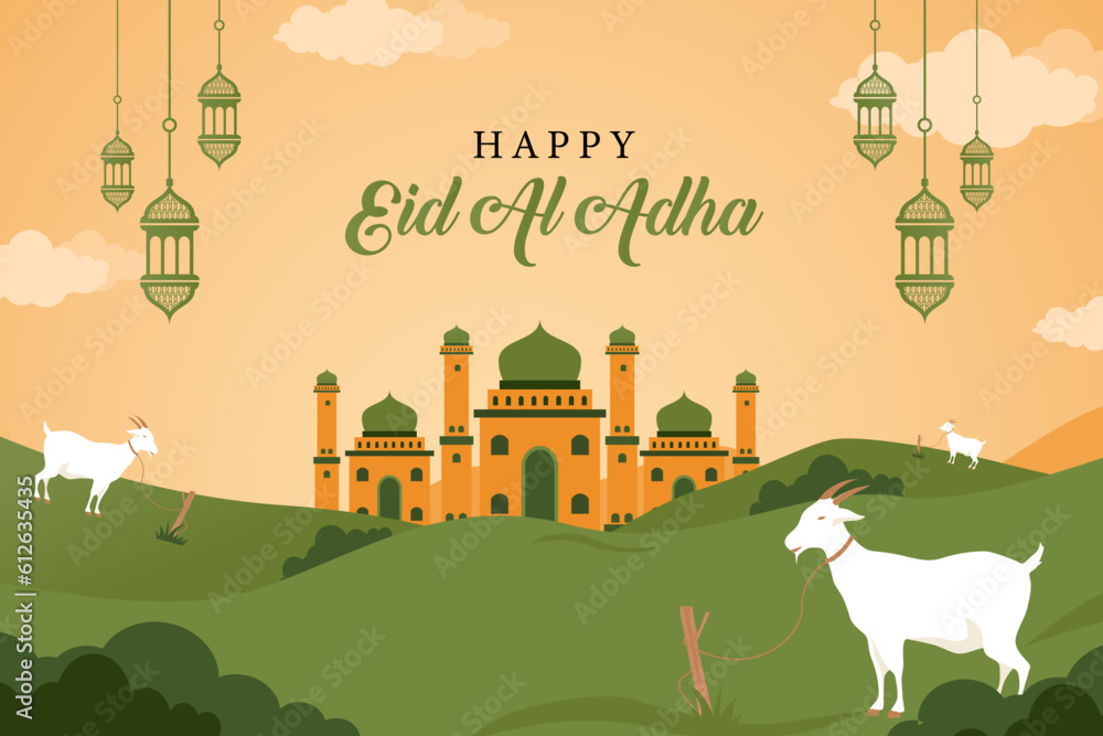 Vector flat Islamic Eid al Adha background template