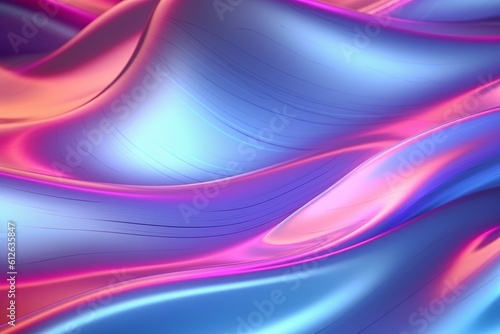 Abstract fluid iridescent holographic neon curved wave in motion colorful background 3d render. Gradient design element for backgrounds  banners  wallpapers  posters and covers. Generative AI