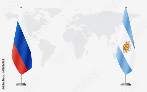 Russia and Argentina flags for official meeting