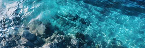 Crystal-clear water texture with gentle waves and shimmering reflections. Generative AI