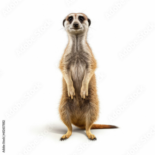 Meerkat (Suricata suricatta) standing on hind legs, looking around