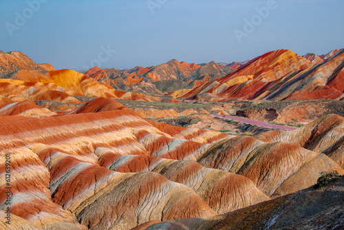 The beautiful colorful rock in Zhangye Danxia geopark of China. photo