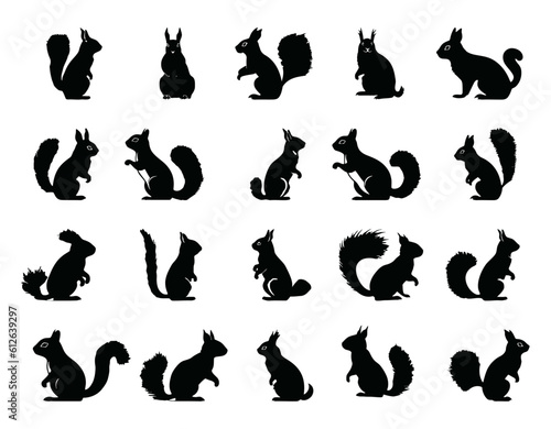 squirrel silhouettes set illustration vector