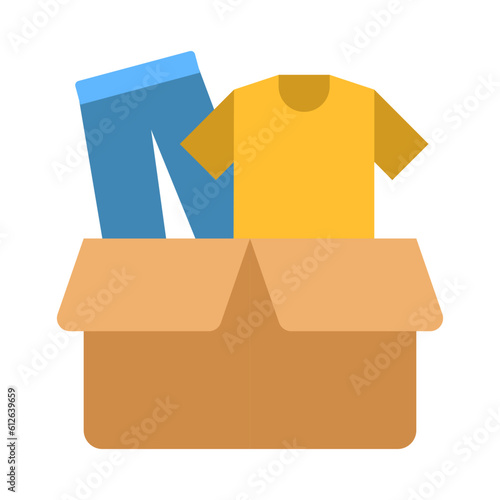 Clothes flat icon for e-commerce, garment, donation, fashion, and box logo
