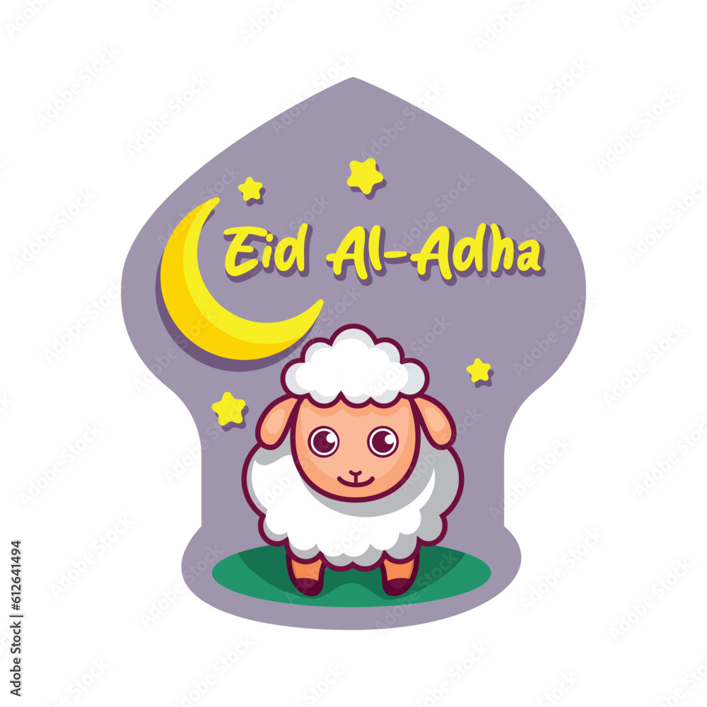 Cute lamb for eid al-adha or idul adha greeting card sticker Cute lamb for eid al-adha or idul adha greeting card sticker