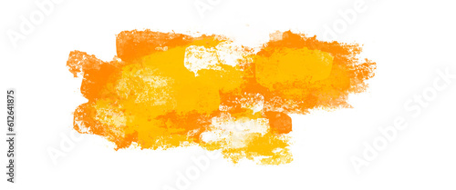 Yellow watercolor brush stroke on transparency background 