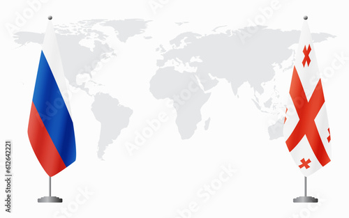 Russia and Georgia flags for official meeting