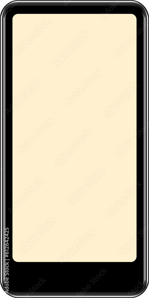 Smartphone mockup. Smartphone with colored empty screens. Device front view illustration. png 