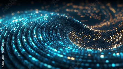 Wallpaper Mural Digital Blue digital abstract luxurious sparkling wave particles flow de-focus background Torontodigital.ca