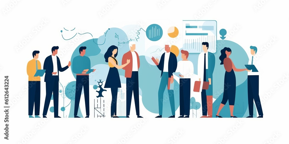 Business team at work. Group of business workers. Business illustration, Generative AI Business team at work. Group of business workers. Business illustration, Generative AI