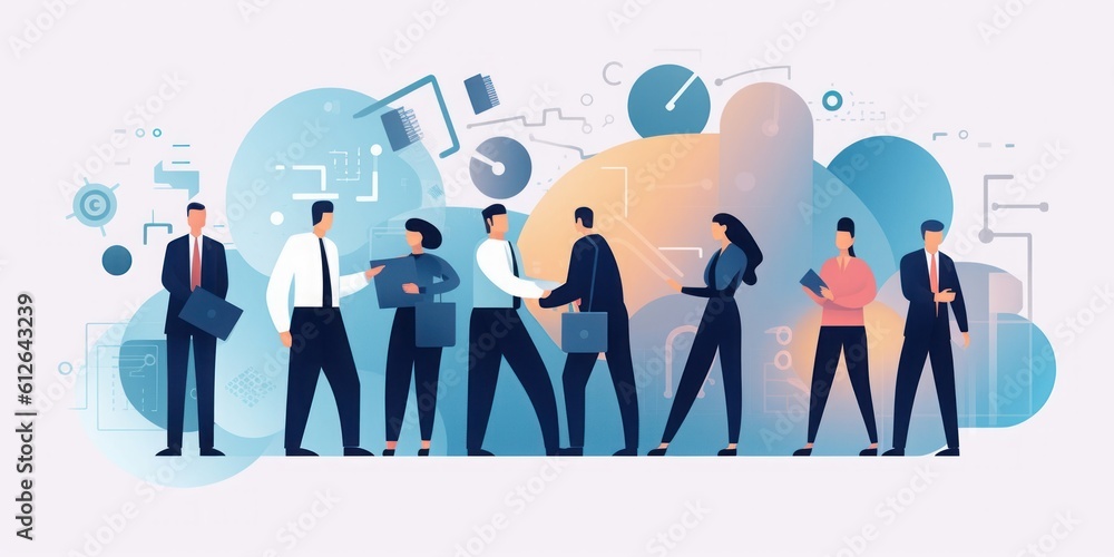 Business team at work. Group of business workers. Business  illustration, Generative AI