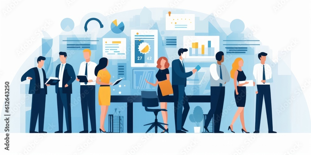 Business team at work. Group of business workers. Business illustration, Generative AI Business team at work. Group of business workers. Business illustration, Generative AI