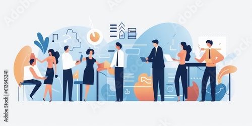 Business team at work. Group of business workers. Business  illustration  Generative AI