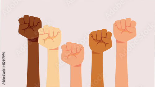 Protest Hands Fighting in Manifestation poster Vector Design. People protesting for human rights, equality anti-discrimination movemen
