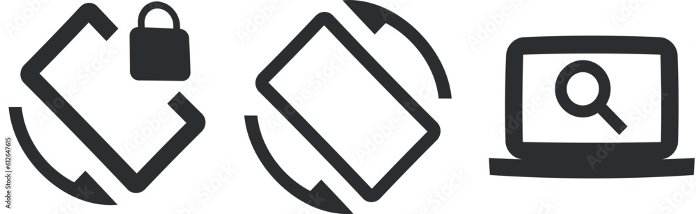 Set of 3 icons Device. Modern thin line icons. Simple Set. Linear icons set. Big UI icon set. UX UI Set of 3 icons Device. Modern thin line icons. Simple Set. Linear icons set. Big UI icon set. UX UI