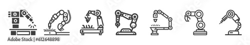 Robotic hand manipulator silhouette symbol icon. Robot limb logo. Robot arm. automation, robot, CNC shape logo.