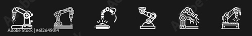 Robotic hand manipulator silhouette symbol icon. Robot limb logo. Robot arm. automation, robot, CNC shape logo.