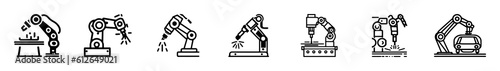 Robotic hand manipulator silhouette symbol icon. Robot limb logo. Robot arm. automation, robot, CNC shape logo.