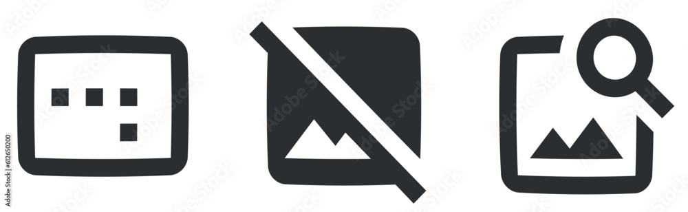 Set of 3 icons Image. A set vector icons. Outline isolated signs. Linear symbols set. Big UI icon set. Vector illustration Set of 3 icons Image. A set vector icons. Outline isolated signs. Linear symbols set. Big UI icon set. Vector illustration