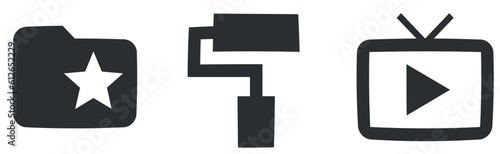 Set of 3 icons Notification. Creative business solutions icon set. Outline isolated signs. Linear symbols set. Thin filled icons pack. UI and UX