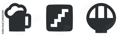 Set of 3 icons Places. Vector illustration of thin line icons. modern trend in the style. Linear symbols set. Big UI icon set. Vector illustration