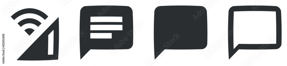 Set of 4 icons Communication. Vector illustration of thin line icons. Set Quality icon. Linear icons set. Big UI icon set. UI and UX Set of 4 icons Communication. Vector illustration of thin line icons. Set Quality icon. Linear icons set. Big UI icon set. UI and UX