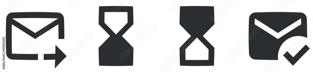 Set of 4 icons Communication. Vector illustration of thin line icons. modern trend in the style. Linear icons set. Big UI icon set in a flat design. UX UI Set of 4 icons Communication. Vector illustration of thin line icons. modern trend in the style. Linear icons set. Big UI icon set in a flat design. UX UI