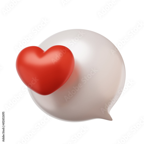 3d cartoon heart shape bubble chat