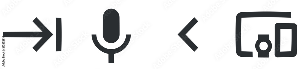 Set of 4 icons Hardware. Vector illustration of thin line icons. Outline isolated signs. Linear symbols set. Big UI icon set. UI and UX Set of 4 icons Hardware. Vector illustration of thin line icons. Outline isolated signs. Linear symbols set. Big UI icon set. UI and UX