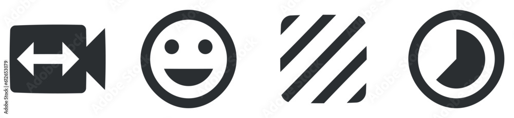 Fototapeta premium Set of 4 icons Image. Vector collection thin line Web icon. Outline isolated signs. for mobile and web. Big UI icon set. UX UI