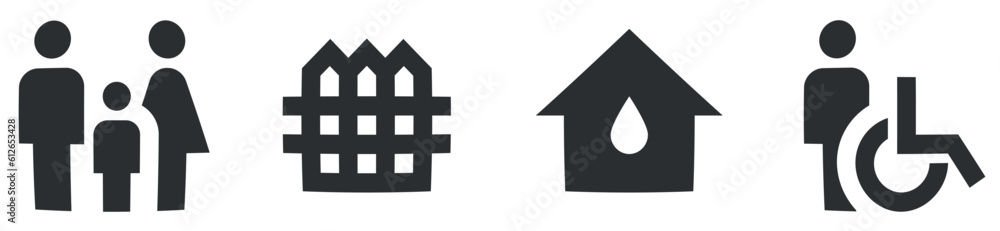 Set of 4 icons Places. Line icons collection. modern trend in the style. Linear icons set. Big UI icon set in a flat design. UI and UX Set of 4 icons Places. Line icons collection. modern trend in the style. Linear icons set. Big UI icon set in a flat design. UI and UX