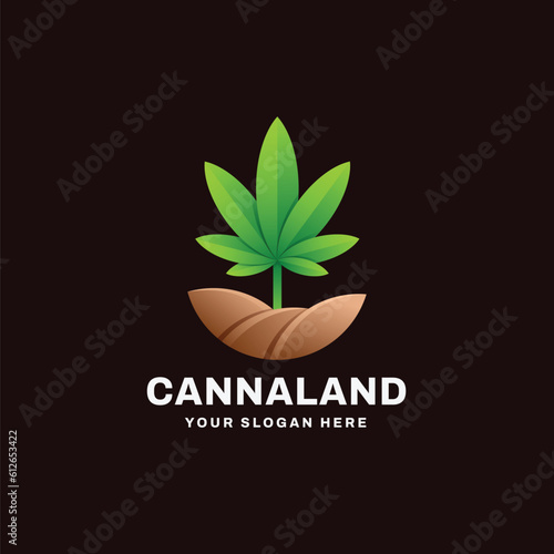 Cannabis Farm Gradient Logo Vector Icon Illustration