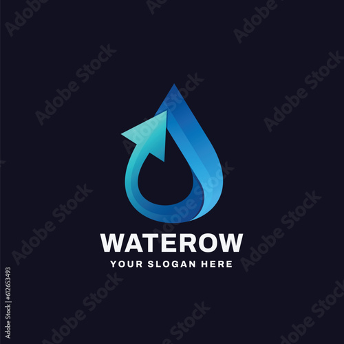 Water and Arrow Direction Gradient Logo Vector Icon Illustration