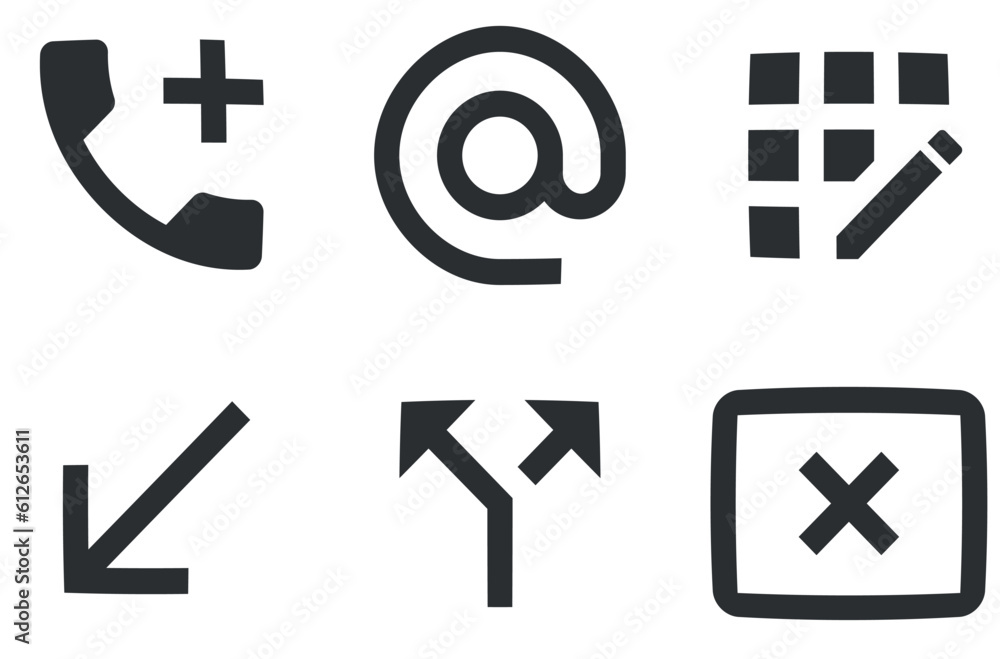 Fototapeta premium Set of 6 icons Communication. Vector illustration of thin line icons. modern trend in the style. Linear icons set. Big UI icon set in a flat design. UX UI