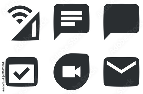 Set of 6 icons Communication. Vector collection thin line Web icon. modern trend in the style. Linear symbols set. Big UI icon set in a flat design. UI and UX