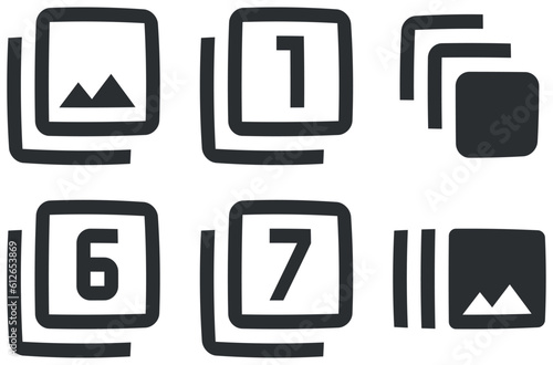 Set of 6 icons Image. A set vector icons. modern trend in the style. Linear icons set. Big UI icon set. Vector illustration