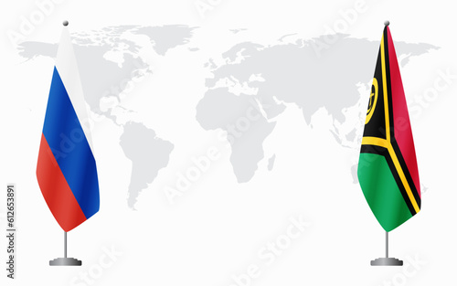 Russia and Vanuatu flags for official meeting