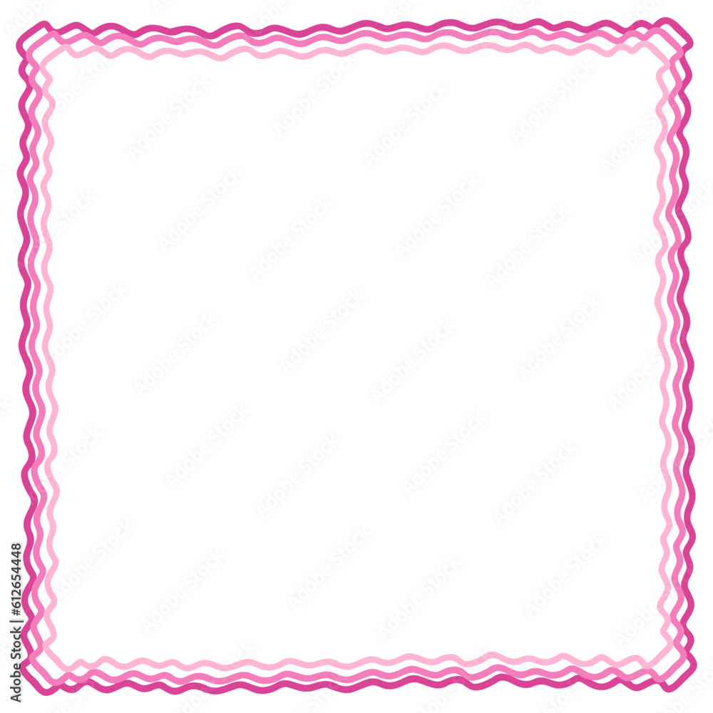 Pink Frame Square Scribble Box Doodle Drawing Border Vector