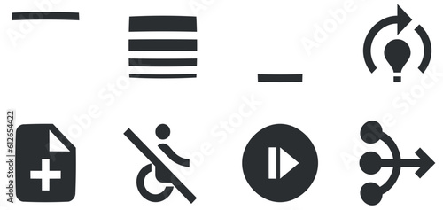 Set of 8 icons Actions. Modern thin line icons. Set Quality icon. Linear symbols set. Big UI icon set in a flat design. UI and UX